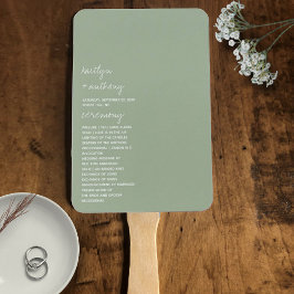 Moderne Script Sage Grüne Minimalistische Hochzeit Fächer