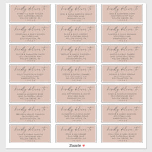 Moderne Script Salmon Wedding Guest Address Labels