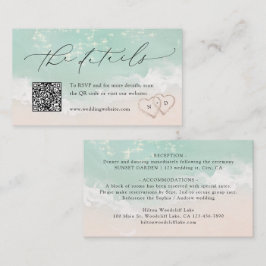 Moderne Script Sand Hearts Beach Hochzeitdetails Platzkarte