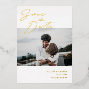 Moderne Script Save-the-Date-Folie-Einladung Folieneinladung
