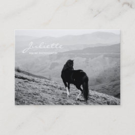 Moderne Script Schwarz-weiß Horse Equine Fotografi Visitenkarte