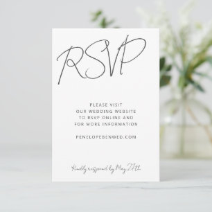 Moderne Script Schwarz-weiß Wedding Website online RSVP Karte