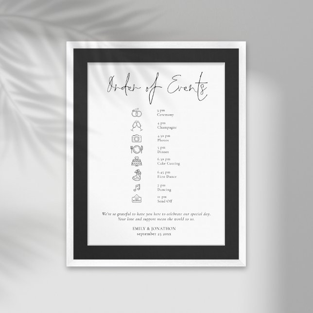 Moderne Script Schwarz-weiße Hochzeitserie Poster (Von Creator hochgeladen)