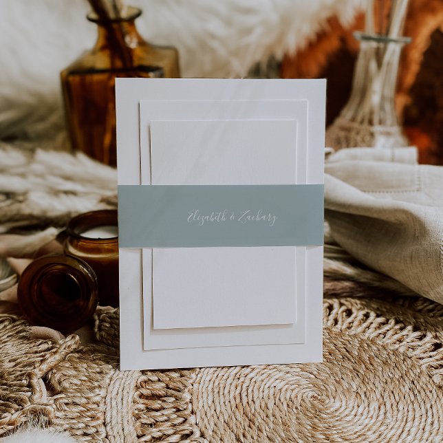 Moderne Script Sea Glass Blue Green Wedding Einladungsbanderole (Von Creator hochgeladen)