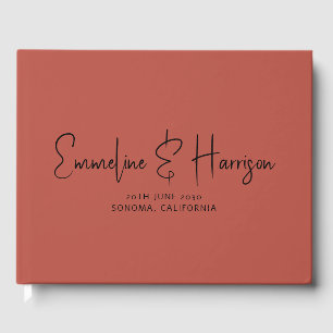 Moderne Script Serif Custom Clay Hochzeit Gästebuch