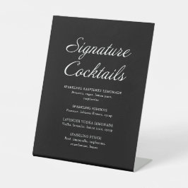 Moderne Script Signature Cocktails Schwarze Hochze Sockelschild