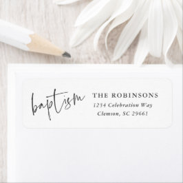 Moderne Script-Taufe Christening-Rücksendeadresse