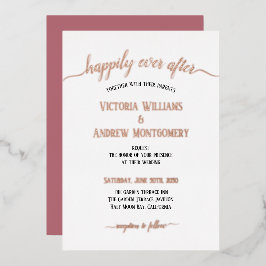 Moderne Script Typografy Rose Gold Wedding Folieneinladung