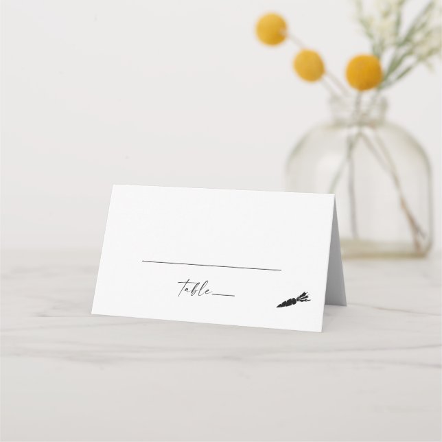 Moderne Script Vegetarian Meal Option Hochzeit Platzkarte (Vorderseite)