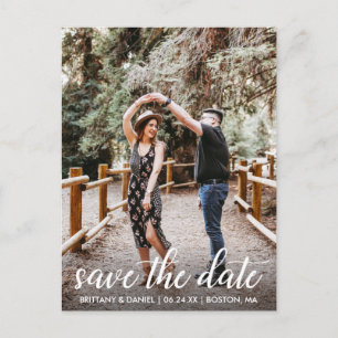 Moderne Script-Verlobung Save the Date Foto Postkarte