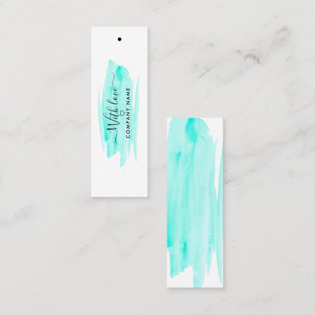 Moderne Script Watercolor Pinselstrich Geschenktas Mini Visitenkarte (Vorne/Hinten)