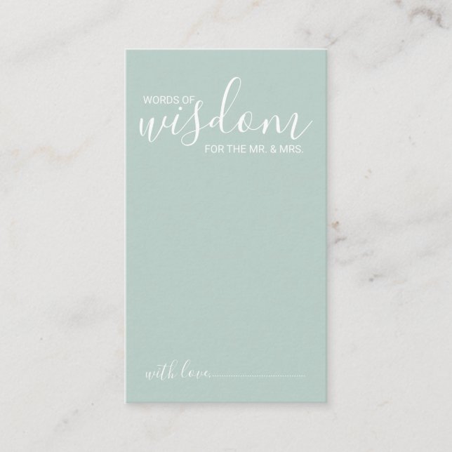 Moderne Script Wedding Advice and Wishings Card Hinweiskarte (Vorderseite)