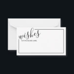 Moderne Script Wedding Advice and Wishings Card Hinweiskarte<br><div class="desc">Fügen Sie Ihrer Hochzeit eine persönliche Touch mit einem modernen Skript Hochzeitsratschlag und Wunschkarte hinzu. Diese Ratenkarte enthält Titel im modernen Schriftart-Stil und Details in schwarz-modernem Sans-Serif-Schriftart mit schwarzem Rand auf weißem Hintergrund. Ideal für Hochzeiten,  Babydusche,  Geburtstagsparty,  Brautparty,  Junggeselinnen-Abschied und alle besondere Anlässe.</div>