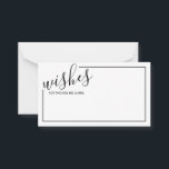 Moderne Script Wedding Advice and Wishings Card Hinweiskarte<br><div class="desc">Fügen Sie Ihrer Hochzeit eine persönliche Touch mit einem modernen Skript Hochzeitsratschlag und Wunschkarte hinzu. Diese Ratenkarte enthält Titel im modernen Schriftart-Stil und Details in schwarz-modernem Sans-Serif-Schriftart mit schwarzem Rand auf weißem Hintergrund. Ideal für Hochzeiten,  Babydusche,  Geburtstagsparty,  Brautparty,  Junggeselinnen-Abschied und alle besondere Anlässe.</div>