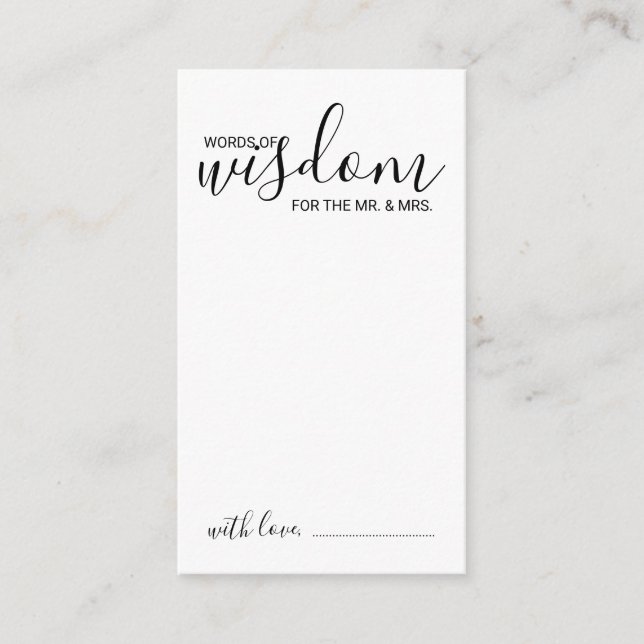 Moderne Script Wedding Advice and Wishings Card Hinweiskarte (Vorderseite)