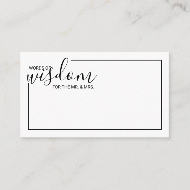 Moderne Script Wedding Advice and Wishings Card Hinweiskarte (Vorderseite)