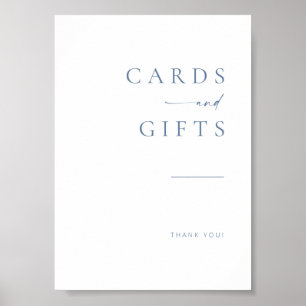 Moderne Script Wedding Cards + Gifts Poster Blau