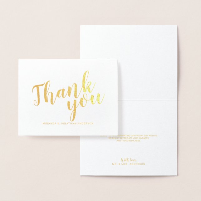 Moderne Script Wedding Danke Gold Folienkarte (Anzeige)