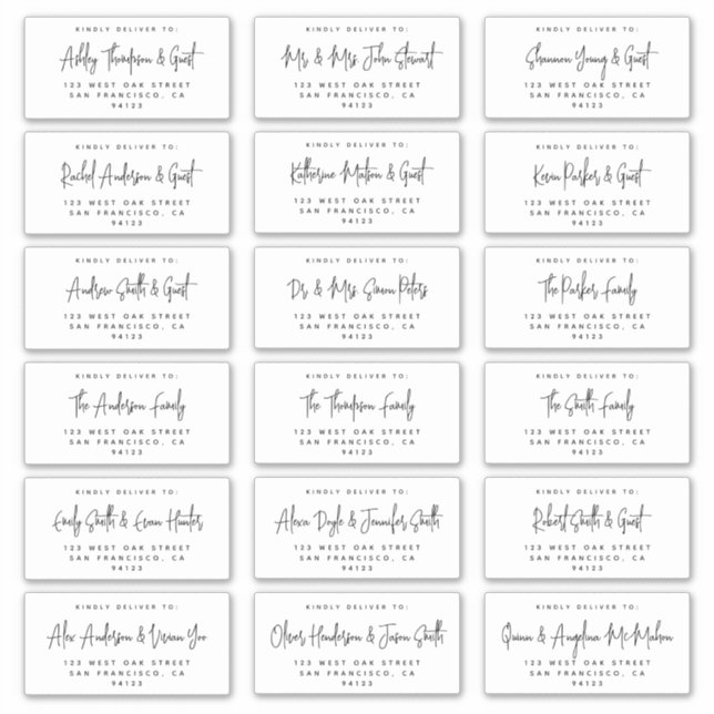 Moderne Script Wedding Holiday Mailing Labels (Vorderseite)