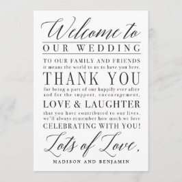 Moderne Script Wedding Willkommen Dankeschön Brief Dankeskarte