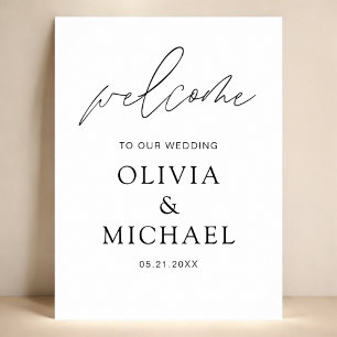 Moderne Script Wedding Willkommen Elegante Foam Bo Poster