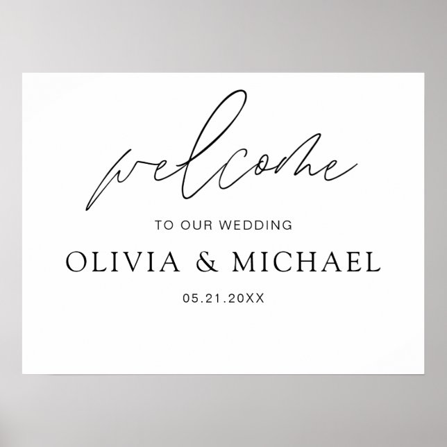 Moderne Script Wedding Willkommen Elegante Foam Bo Poster (Vorne)