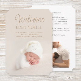 Moderne Script Welcome Baby Announction Flat Card