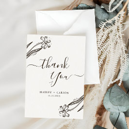 Moderne Script-Wildblume Boho Wedding Dankeskarte