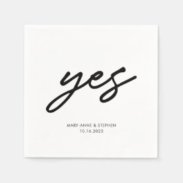 Moderne Script Yes Verlobung Wedding Party Serviette