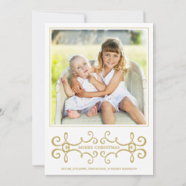 Moderne Scrolls Imitate Gold Foil Dots White Feiertagskarte