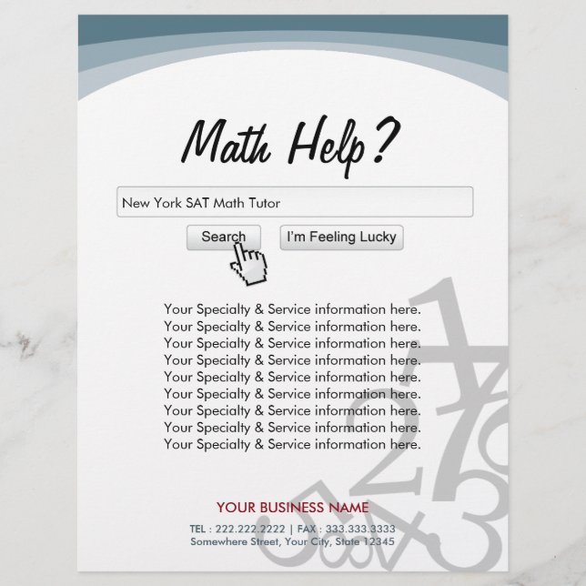 Moderne Search Bar Math Tutor Flyer (Vorne)