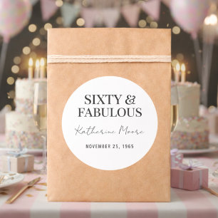 Moderne Sechzig und Fantastisch Fette 60. Geburtst Runder Aufkleber