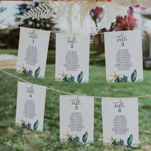 Moderne Seekartenkarten für die Tischnummer (Von Creator hochgeladen)