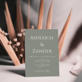 Moderne Seite Green Simple Wedding Einladung