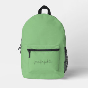 Moderne Seite Grün Farbe Eleganter Skriptname Bedruckter Rucksack