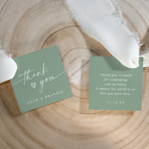 Moderne Seite Grün handschriftlich Danke Hochzeit Geschenkanhänger