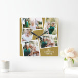 Moderne Senf-Multi-Foto-Wohngestaltung Quadratische Wanduhr<br><div class="desc">Moderne Senf schlicht zeitgenössisch elegante Multi-Foto Familie Wohngestaltung Uhr. Ideal Geburtstag,  Weihnachten,  Jubiläum,  Muttertag,  Vatertag,  neue Zuhause,  Hochzeitsgeschenk.</div>