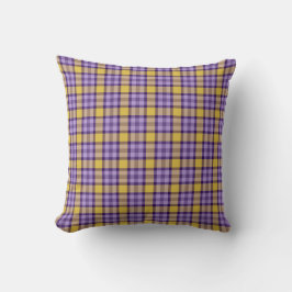 Moderne Senfgelb und Lavendel-Purple Karo W Kissen