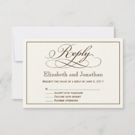 Moderne Sepia Script Wedding Repcard Einladung