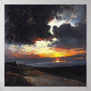 Moderne serene Sonnenuntergangslandschaftsdruck-Hä Poster