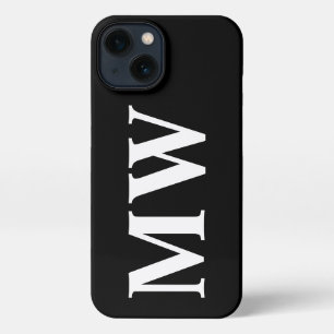 Moderne Serif-Monogramm-Initialen solide Schwarz-w iPhone Hülle