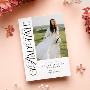 Moderne Serifenschrift Elegantes Abschlussfoto Einladung