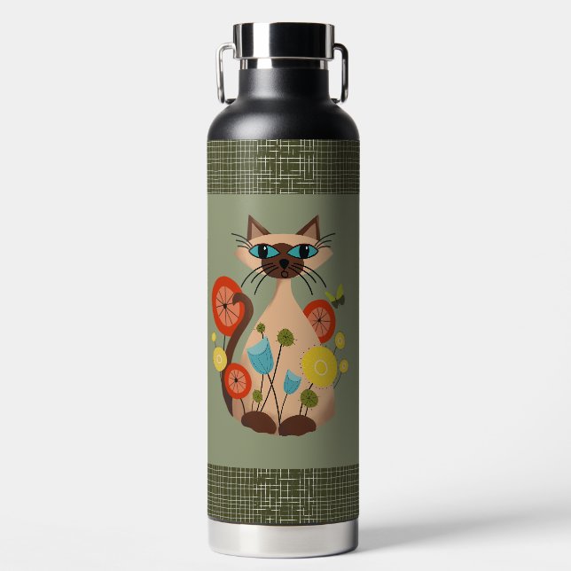Moderne siamesische Katze aus dem Mittelalter Trinkflasche (Vorderseite)