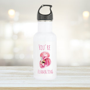 Moderne Sie sind flammende Schönheit Rosa Flamingo Edelstahlflasche