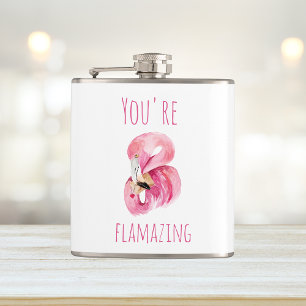 Moderne Sie sind flammende Schönheit Rosa Flamingo Flachmann