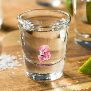 Moderne Sie sind flammende Schönheit Rosa Flamingo Schnapsglas