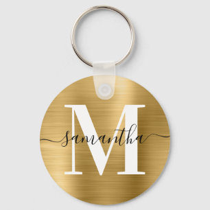 Moderne Signatur-Monogramm-Goldfolie Schlüsselanhänger