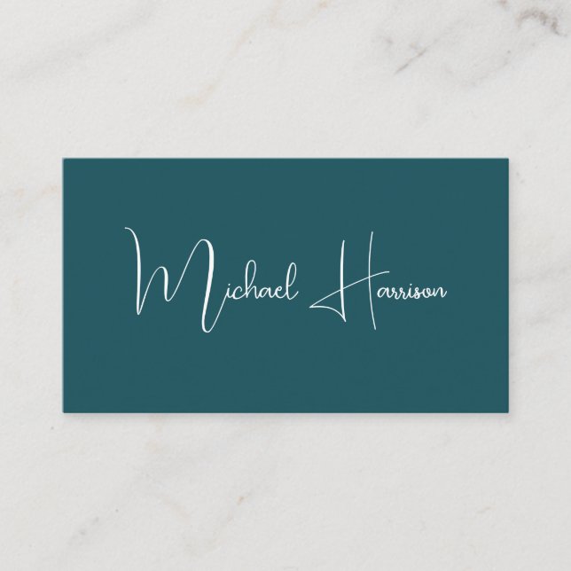 Moderne Signatur Script QR Code Beruflich grün Visitenkarte (Vorderseite)