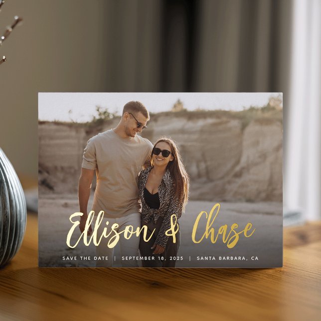 Moderne Signatur | SINGLE FOTO SAVE THE DATE Folieneinladung (Von Creator hochgeladen)