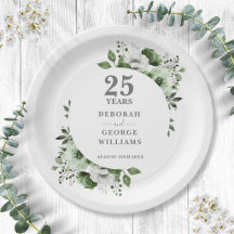 Moderne Silber 25. Hochzeit Jubiläum Grünen